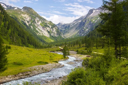 Landscape in Austrian Alps - High mountains of higt Tauern around Grossglockner. Austria.