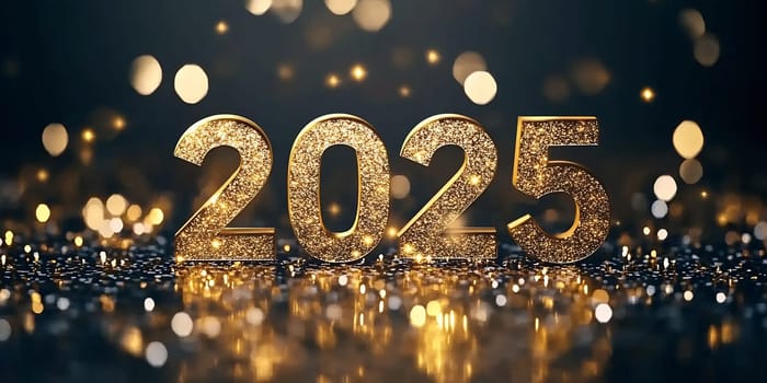 The glittering numbers 2025 sparkle with festive lights, symbolizing the excitement of upcoming celebrations and New Year festivities.