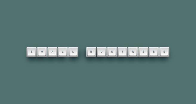 small business text on a 3d keyboard button with shadow, 3d illustration