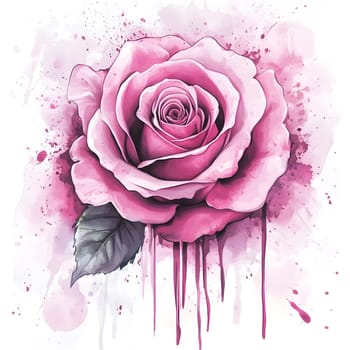 Botany Pink Watercolor Rose Nature Floral Flower