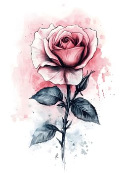Botany Pink Watercolor Rose Nature Floral Flower