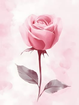 Botany Pink Watercolor Rose Nature Floral Flower