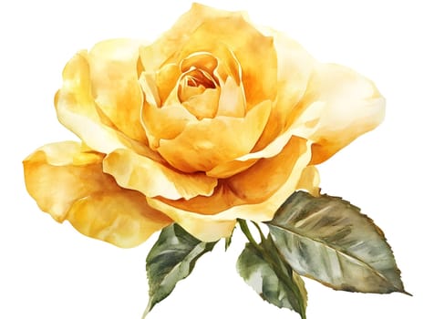 Botanical Yellow Watercolor Rose Floral Flower