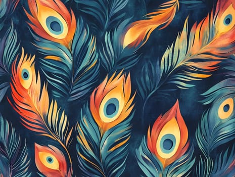 Tropical Exotic peacock bird feather pattern