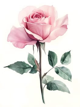 Botany Pink Watercolor Rose Nature Floral Flower