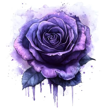 Botany Purple Watercolor Rose Nature Floral Flower