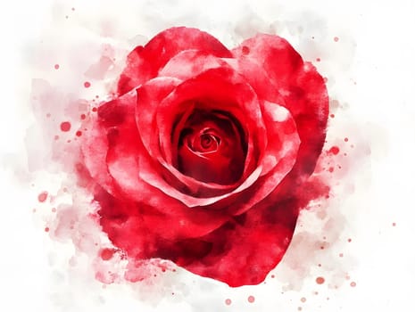 Botanic Red Watercolor Rose Nature Floral Flower