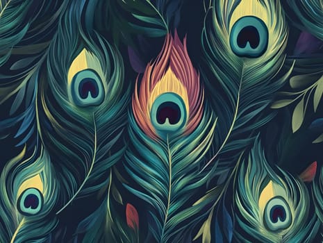 Tropical Exotic peacock bird feather pattern