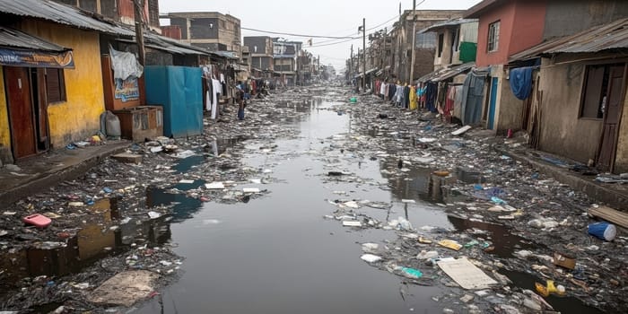 Human Rights Damage Lost in Climate Crisis. AI generative.