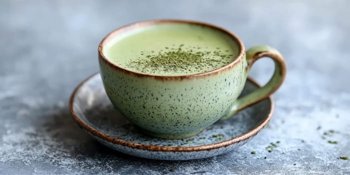 tasty Matcha Latte made from green tea. AI generative.