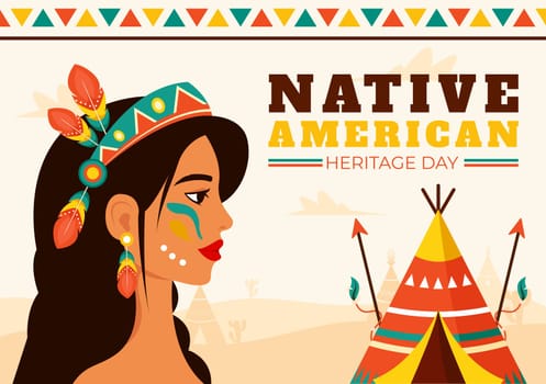 Native American Heritage Day Vector Illustration Celebrating Indigenous Tribal Culture and Traditions in a Flat Style Cartoon Background
