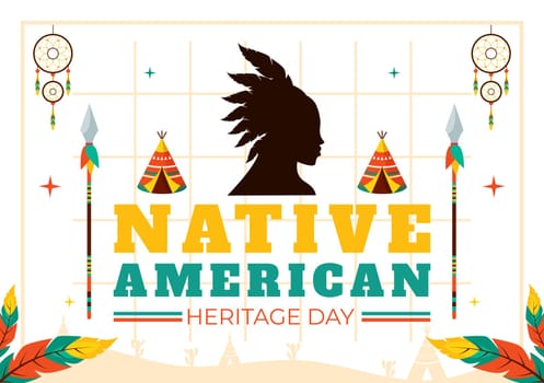 Native American Heritage Day Vector Illustration Celebrating Indigenous Tribal Culture and Traditions in a Flat Style Cartoon Background