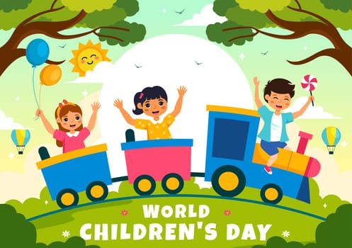 World Children's Day Vector Illustration on November 20 Featuring Cute Decorative Elements to Child Welfare and Rights in a Cartoon Background