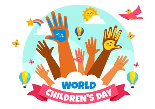 World Children's Day Vector Illustration on November 20 Featuring Cute Decorative Elements to Child Welfare and Rights in a Cartoon Background