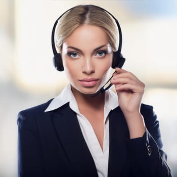 pretty young call center woman operator, AI generated image