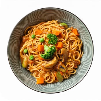vegetarian curry noodles asian food, AI generated image