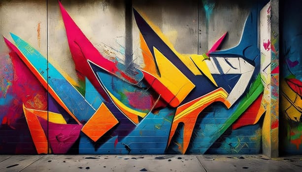 wall with street art graffiti, AI generated image