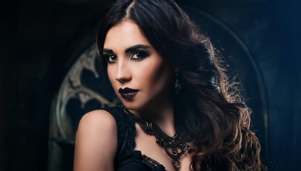 pretty young goth woman, AI generated image