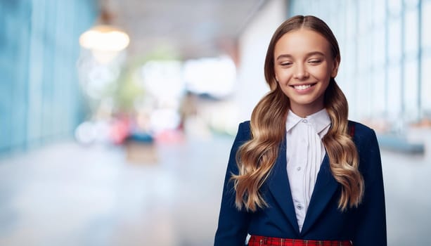school girl in school uniform, AI generated image
