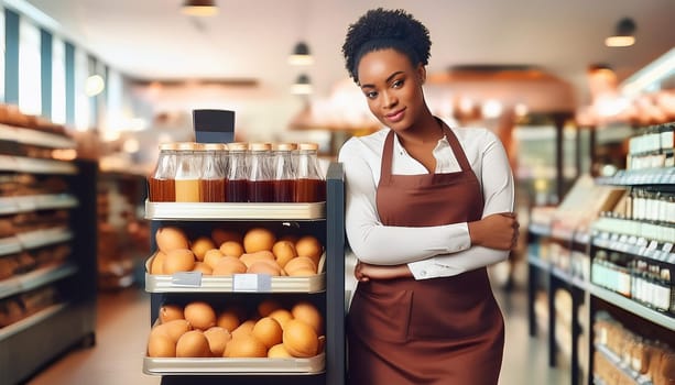 gorgeous young storekeeper woman, AI generated image
