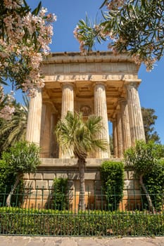 Beautiful landmark, Lower Barrakka Garden in Valletta, Malta. Cultural heritage of Malta