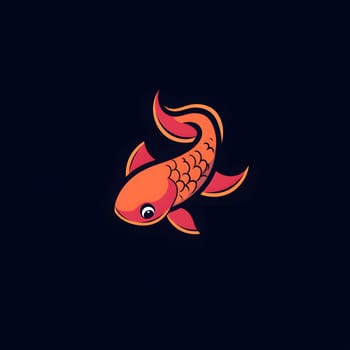 Aqua Goldfish Koi Fish Icon Logo Symbol