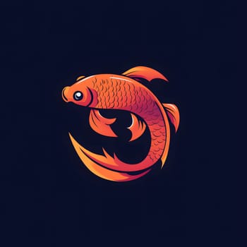 Aqua Goldfish Koi Fish Icon Logo Symbol