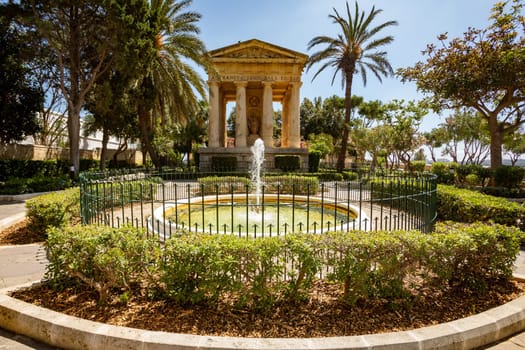 Beautiful landmark, Lower Barrakka Garden in Valletta, Malta. Cultural heritage of Malta