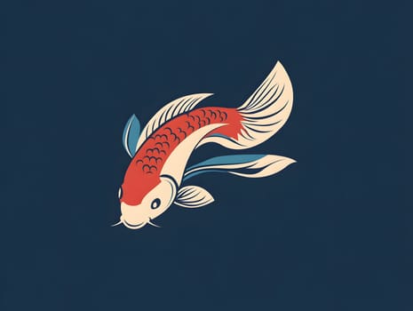 Aqua Goldfish Koi Fish Icon Logo Symbol