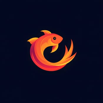 Aqua Goldfish Koi Fish Icon Logo Symbol