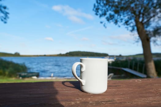 a cup of coffee to warm up on a cool fall day in Lünow, on the Lake Beetzsee near Brandenburg in Germany