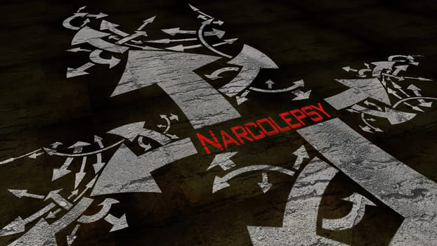 Narcolepsy text on a crossroad in different ways of arrows,Narcolepsy text on a crossroad in different ways of arrows