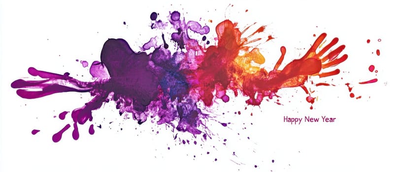 This vibrant design showcases splashes of color representing joy and excitement for the New Year ahead.