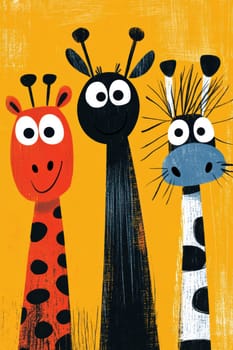 Illustration for children, savannah animals. AI generative.