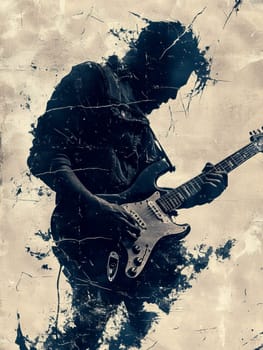 vintage grunge band rock and roll show concert banner ad template. AI generative.