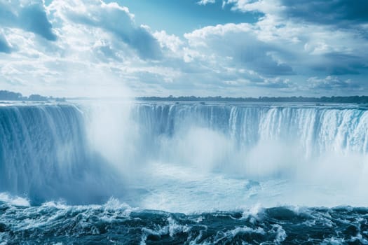 A majestic waterfall, with thundering cascades and misty spray