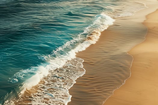 A serene beach scene, with golden sand and azure waters