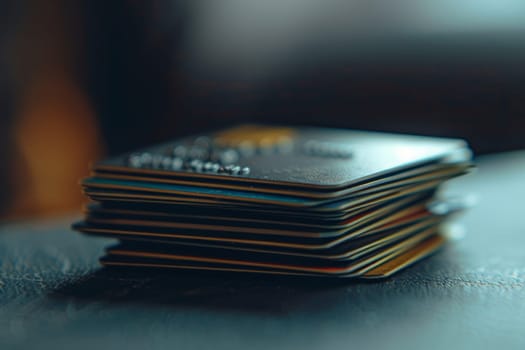 A stack of credit cards, credit and debt concept