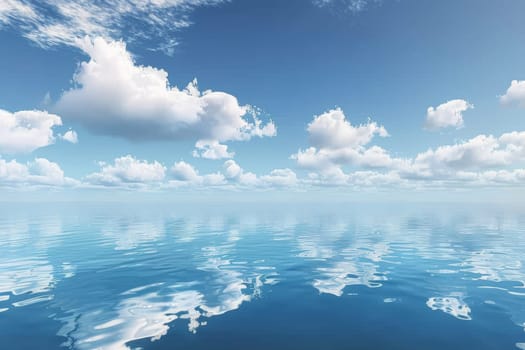 A tranquil sky background, with fluffy clouds floating in a sea of blue