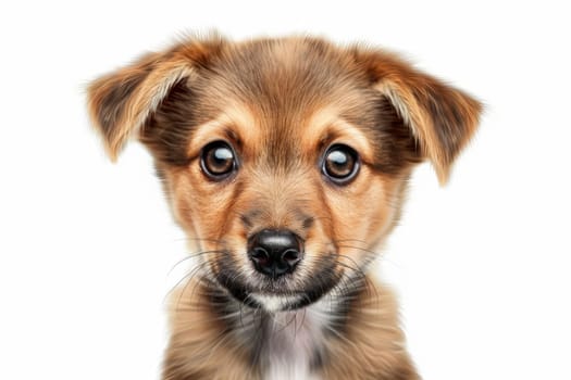 Adorable puppy with floppy ears and big brown eyes, isolated on a transparent background