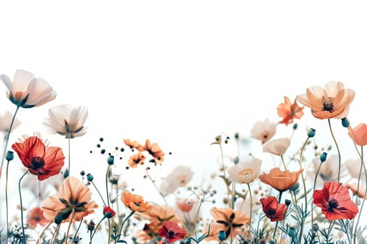 Botanical illustration of delicate flowers on a transparent white backdrop, perfect for floral-themed projects