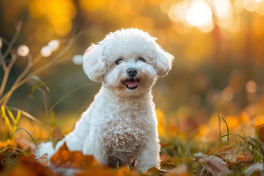 Charming Bichon Frise with fluffy white coat and playful demeanor, adding charm to any composition