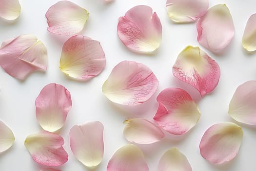 Delicate flower petals on a soft transparent white background, adding elegance and beauty to your designs