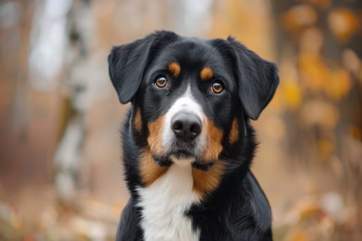 Curious Entlebucher Mountain Dog with sturdy build and intelligent eyes, adding strength to any composition