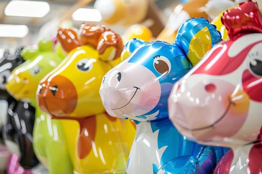 Group of balloons in the shape of farm animals, ideal for barnyard-themed birthday parties
