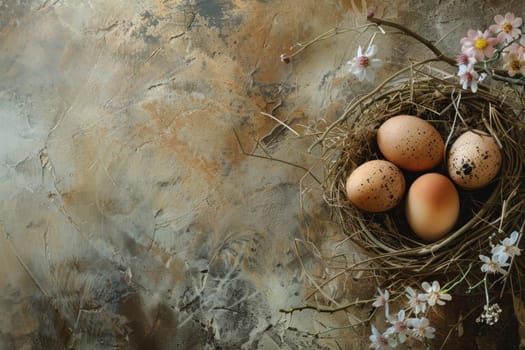 Rustic Easter background with natural textures and earthy tones