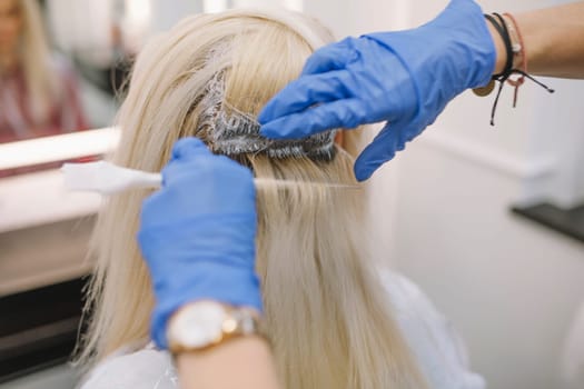 process hair coloring hairdresser parlor. High resolution photo