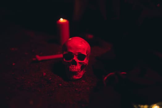 skull candle dark red light. High resolution photo