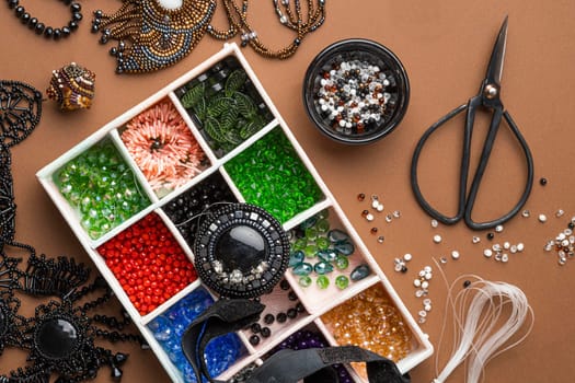 top view bead working essentials. High resolution photo