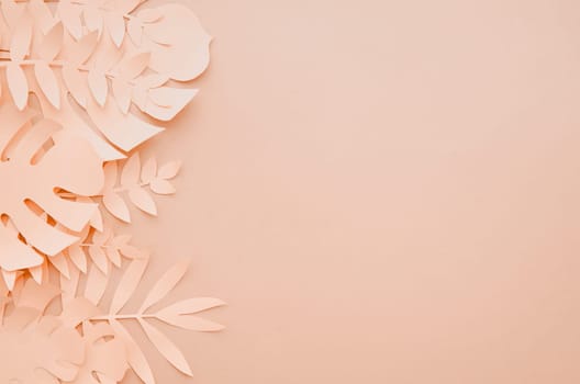 tropical leaves paper cut style with copy space. High resolution photo